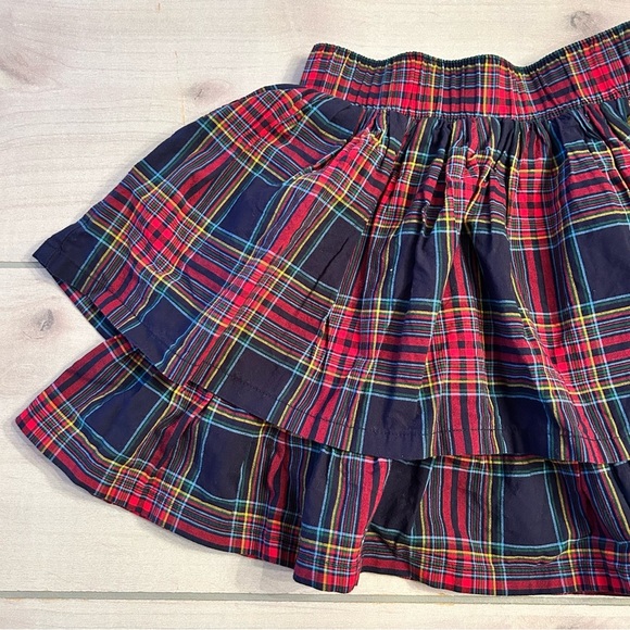 Hanna Andersson Plaid Holiday Ruffle Tiered Skirt Red and Navy - Picture 2 of 2